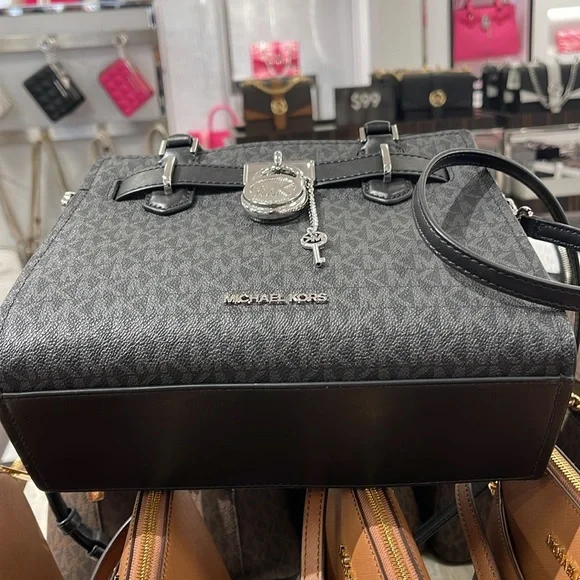 Michael Kors Hamilton Small Signature Logo Satchel Crossbody Bag
Black /Silver - Picture 6 of 16